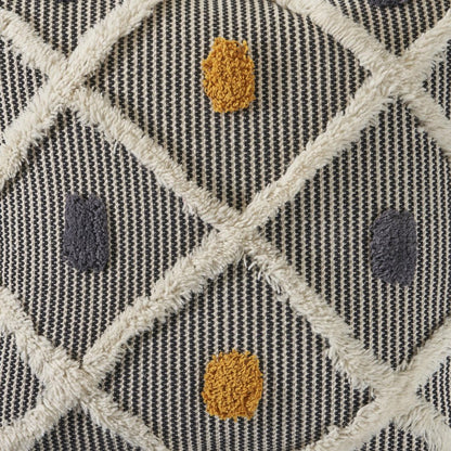 Set of Two 20" Black And Yellow Striped Cotton Throw Pillows with Fringe