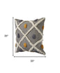 Set of Two 20" Black And Yellow Striped Cotton Throw Pillows with Fringe