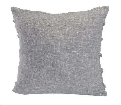 Set of Two Gray Ribbed Cotton Throw Pillow With Fringe