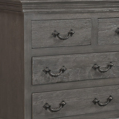 64" Gray Solid Wood Seven Drawer Double Dresser