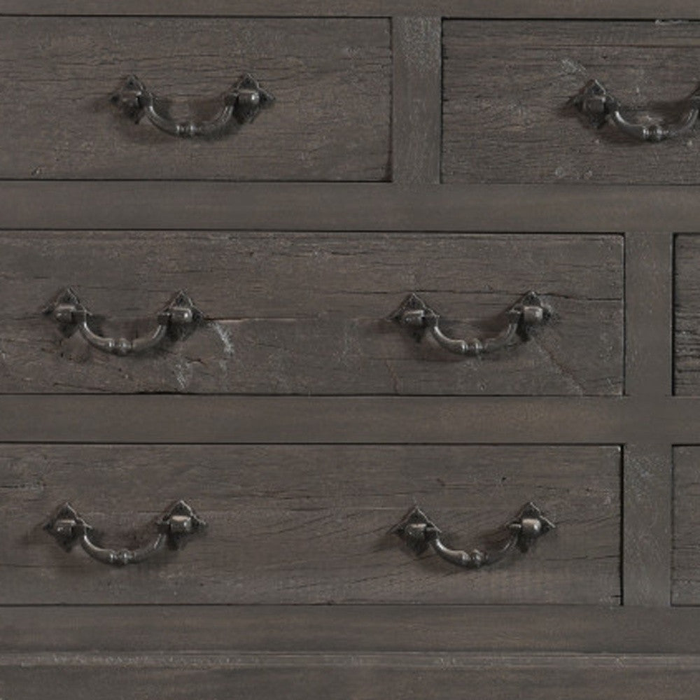 64" Gray Solid Wood Seven Drawer Double Dresser