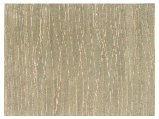 5' X 8' Beige Wool Abstract Lines Hand Loomed Area Rug