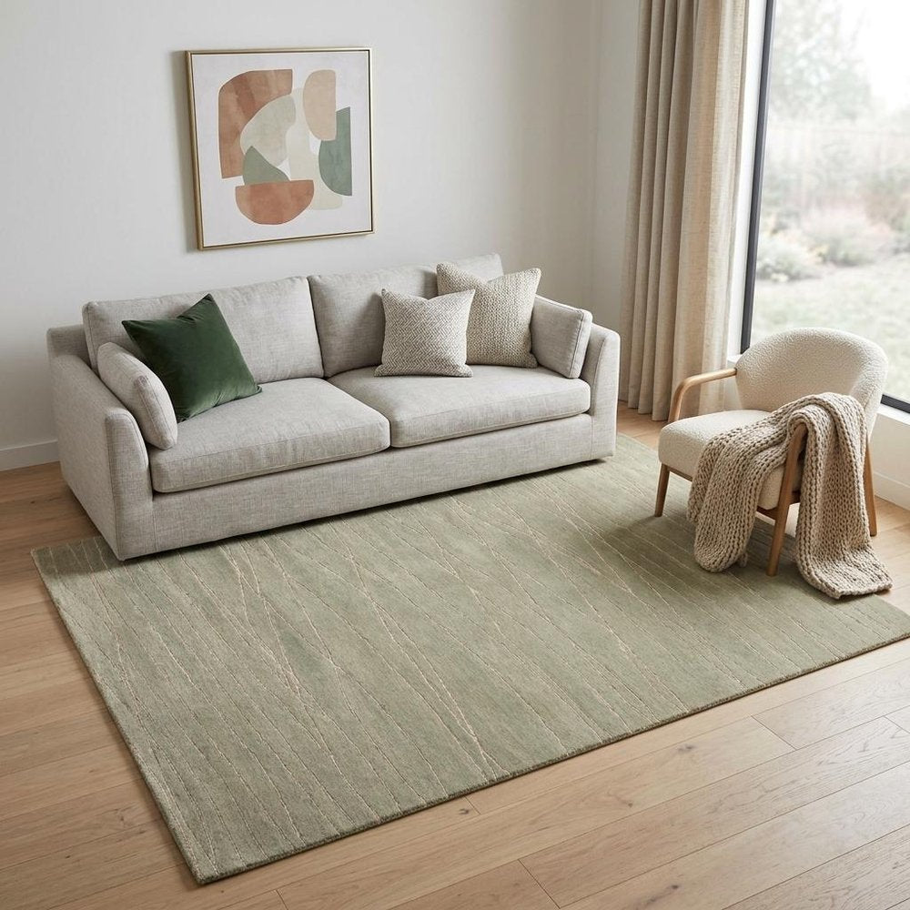 5' X 8' Beige Wool Abstract Lines Hand Loomed Area Rug