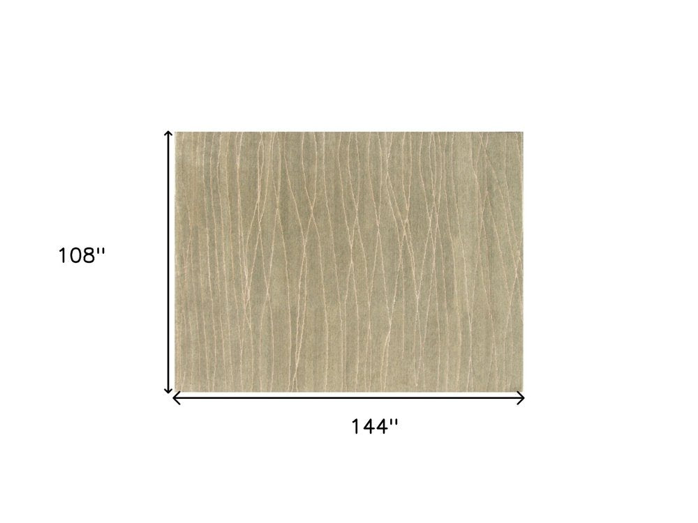 9' X 12' Beige Wool Abstract Lines Hand Loomed Area Rug