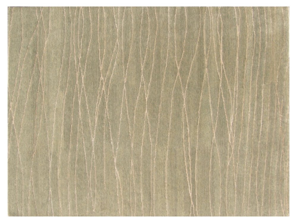 9' X 12' Beige Wool Abstract Lines Hand Loomed Area Rug