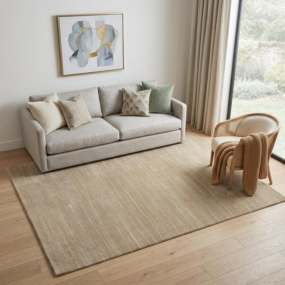 5' X 8' Beige Wool Abstract Hand Loomed Area Rug