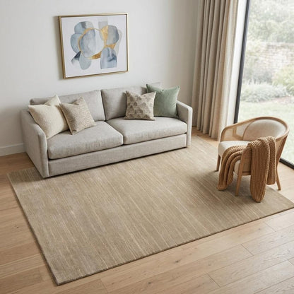 5' X 8' Beige Wool Abstract Hand Loomed Area Rug