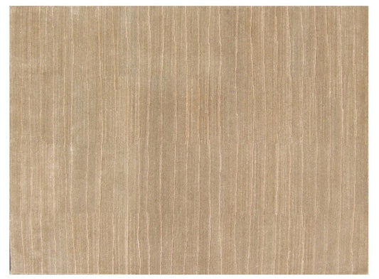 8' X 10' Beige Wool Abstract Lines Hand Loomed Area Rug
