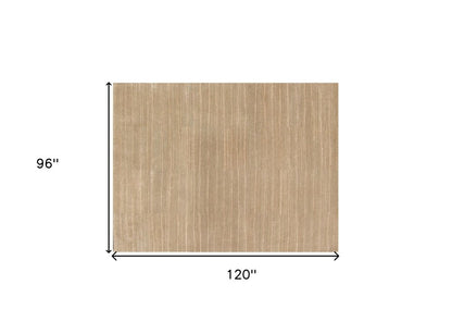 8' X 10' Beige Wool Abstract Lines Hand Loomed Area Rug