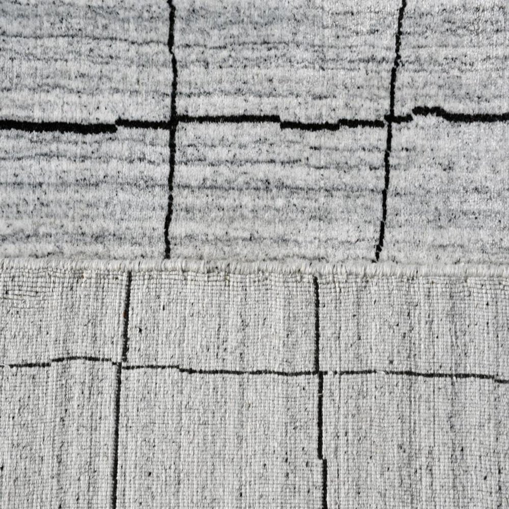 5' X 8' Gray and Black Wool Abstract Geometric Hand Loomed Area Rug