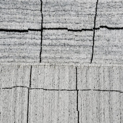 5' X 8' Gray and Black Wool Abstract Geometric Hand Loomed Area Rug