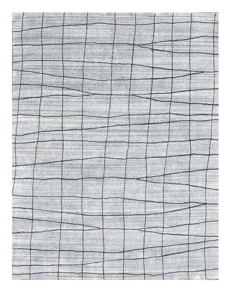 5' X 8' Gray and Black Wool Abstract Geometric Hand Loomed Area Rug