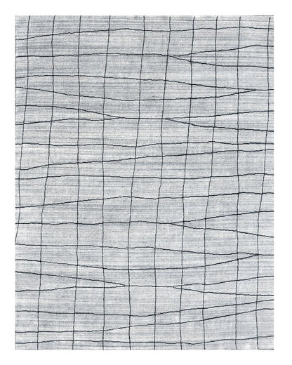 5' X 8' Gray and Black Wool Abstract Geometric Hand Loomed Area Rug