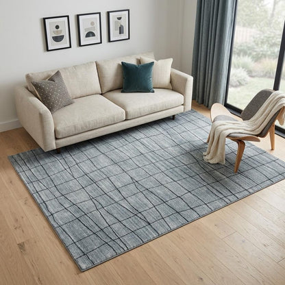 5' X 8' Gray and Black Wool Abstract Geometric Hand Loomed Area Rug