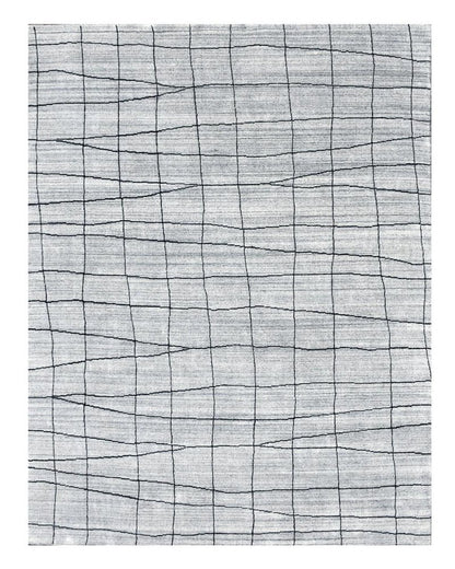 6' X 9' Gray and Black Wool Abstract Geometric Hand Loomed Area Rug