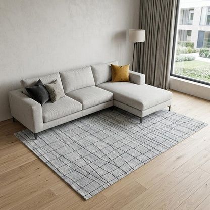 6' X 9' Gray and Black Wool Abstract Geometric Hand Loomed Area Rug