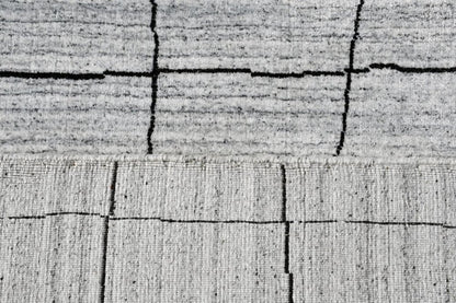 6' X 9' Gray and Black Wool Abstract Geometric Hand Loomed Area Rug