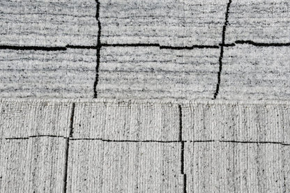 8' X 10' Gray and Black Wool Abstract Geometric Hand Loomed Area Rug