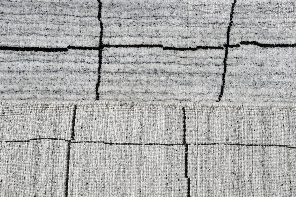 8' X 10' Gray and Black Wool Abstract Geometric Hand Loomed Area Rug
