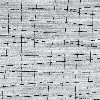 8' X 10' Gray and Black Wool Abstract Geometric Hand Loomed Area Rug