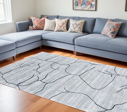 6' X 9' Gray and Black Abstract Hand Loomed Area Rug