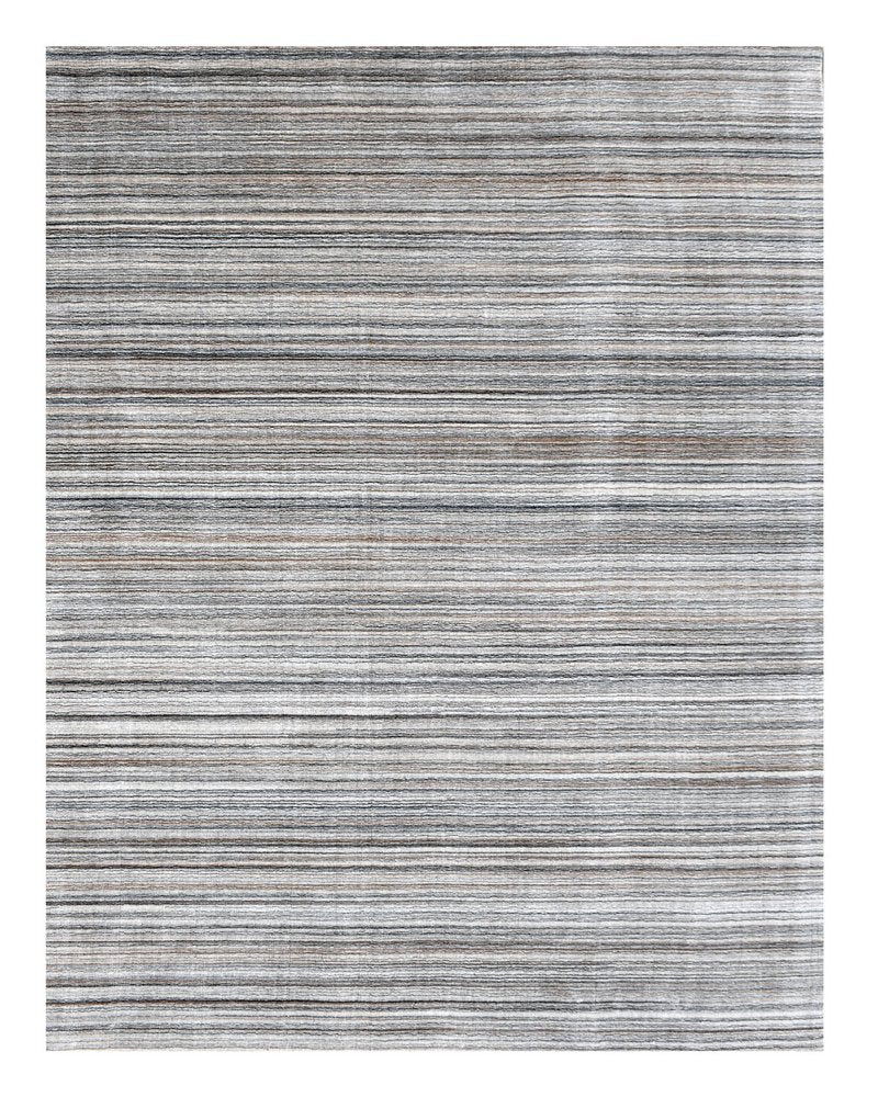8' X 10' Gray Wool Blend Abstract Stripe Hand Loomed Area Rug