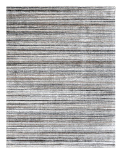 8' X 10' Gray Wool Blend Abstract Stripe Hand Loomed Area Rug