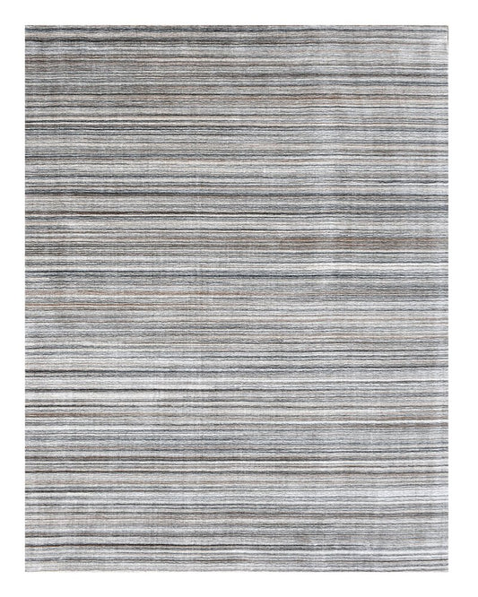 8' X 10' Gray Wool Blend Abstract Stripe Hand Loomed Area Rug