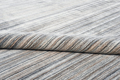 8' X 10' Gray Wool Blend Abstract Stripe Hand Loomed Area Rug