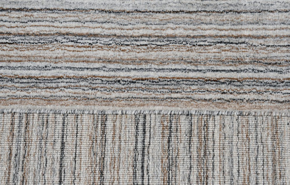 8' X 10' Gray Wool Blend Abstract Stripe Hand Loomed Area Rug