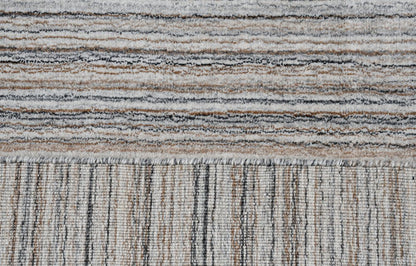 8' X 10' Gray Wool Blend Abstract Stripe Hand Loomed Area Rug