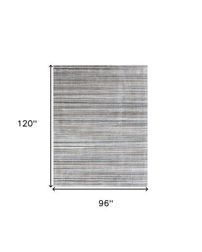 8' X 10' Gray Wool Blend Abstract Stripe Hand Loomed Area Rug