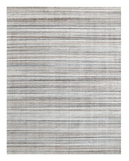 8' X 10' Beige and Gray Wool Blend Abstract Lines Hand Loomed Area Rug