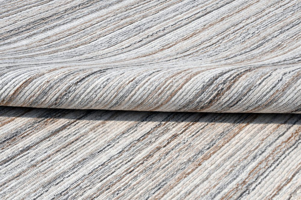 8' X 10' Beige and Gray Wool Blend Abstract Lines Hand Loomed Area Rug