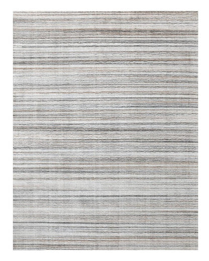 8' X 10' Beige and Gray Wool Blend Abstract Lines Hand Loomed Area Rug