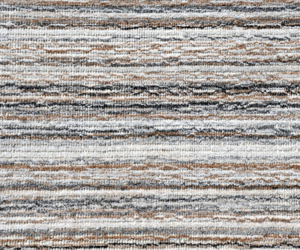 8' X 10' Beige and Gray Wool Blend Abstract Lines Hand Loomed Area Rug