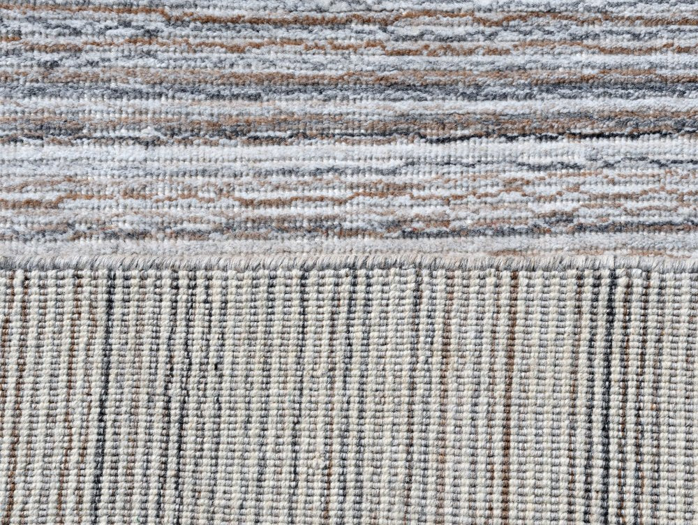 8' X 10' Beige and Gray Wool Blend Abstract Lines Hand Loomed Area Rug