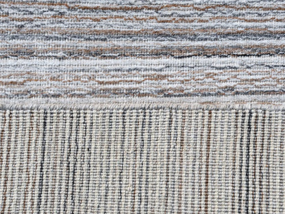 8' X 10' Beige and Gray Wool Blend Abstract Lines Hand Loomed Area Rug