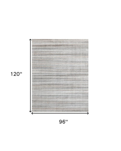 8' X 10' Beige and Gray Wool Blend Abstract Lines Hand Loomed Area Rug