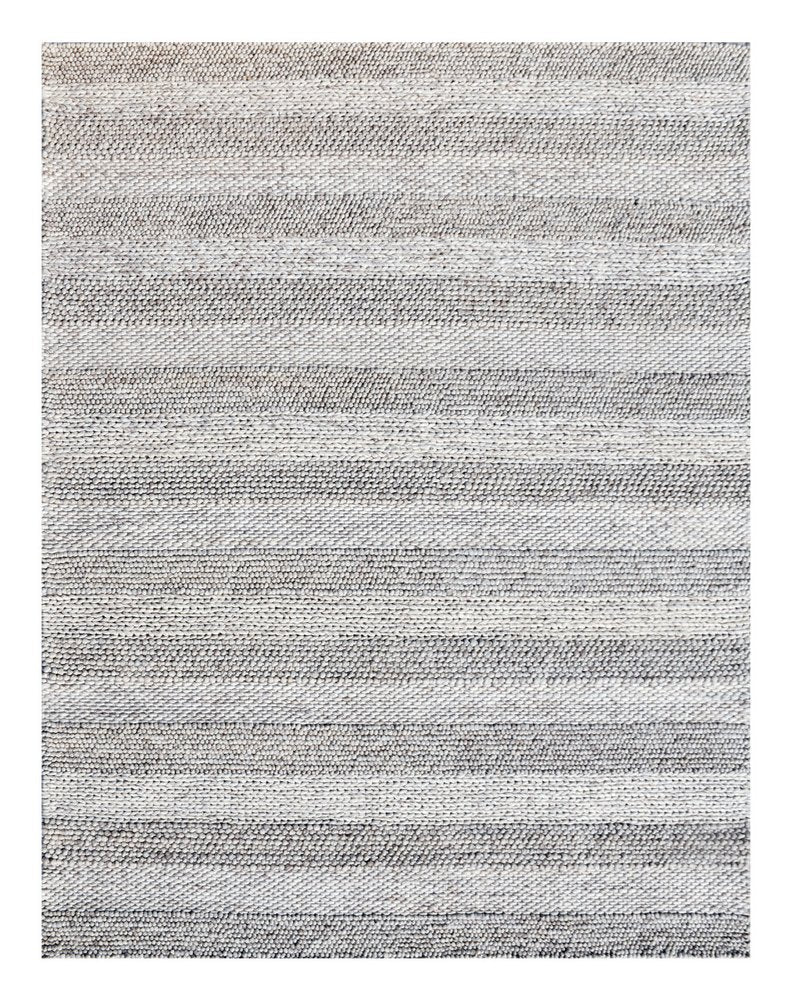 8' X 10' Beige and Gray Wool Blend Striped Hand Loomed Area Rug