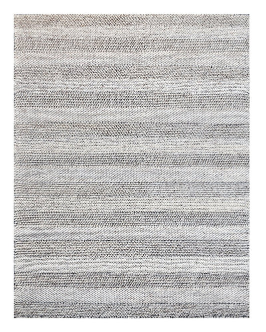 8' X 10' Beige and Gray Wool Blend Striped Hand Loomed Area Rug