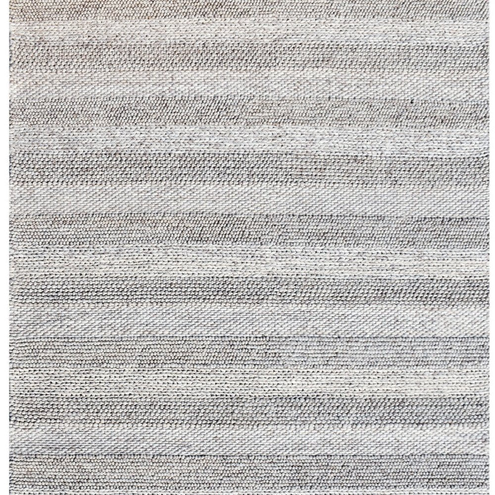 8' X 10' Beige and Gray Wool Blend Striped Hand Loomed Area Rug