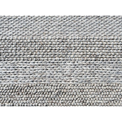 8' X 10' Beige and Gray Wool Blend Striped Hand Loomed Area Rug
