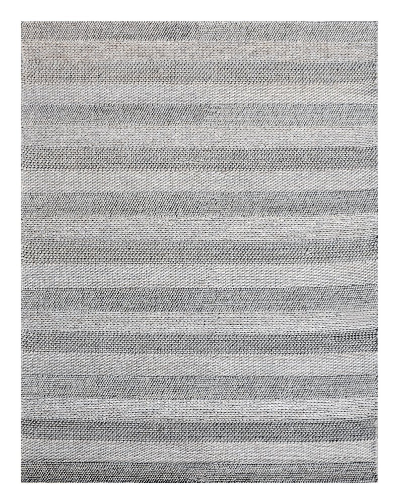 8' X 10' Beige and Gray Wool Blend Striped Hand Loomed Area Rug