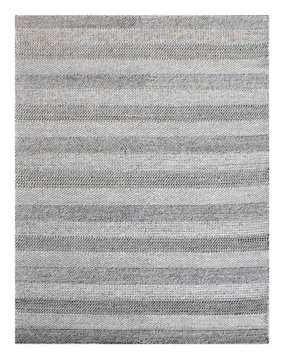 8' X 10' Beige and Gray Wool Blend Striped Hand Loomed Area Rug