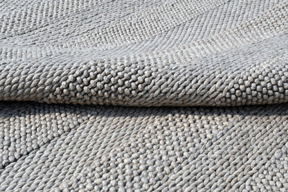 8' X 10' Beige and Gray Wool Blend Striped Hand Loomed Area Rug