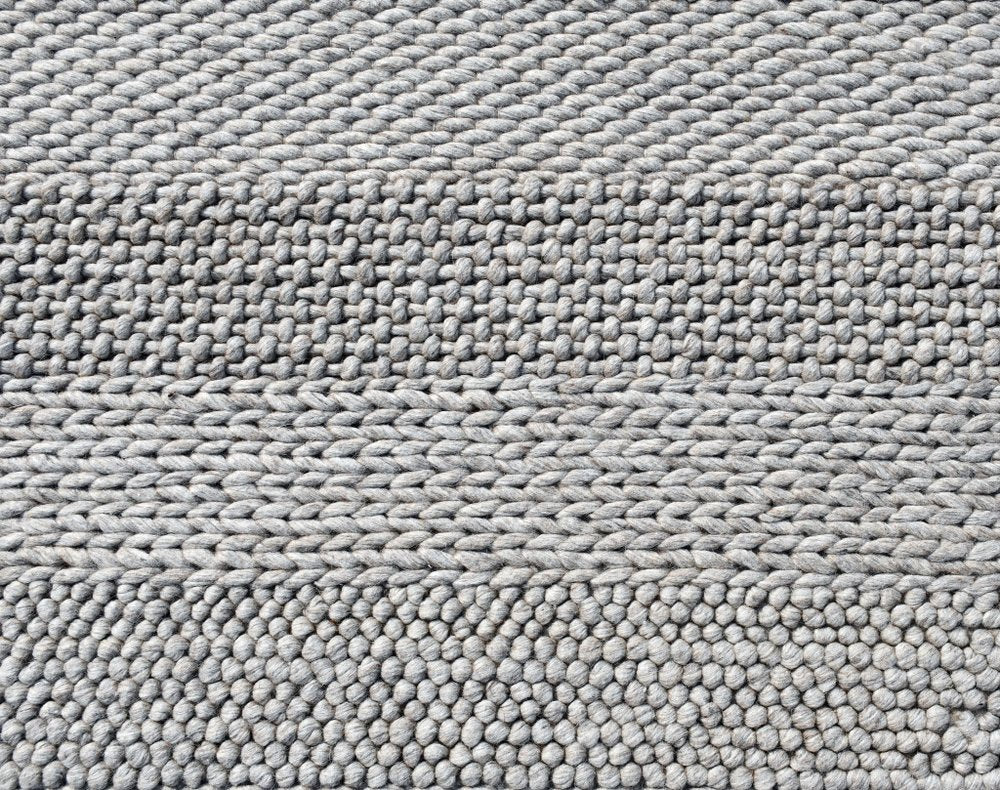 8' X 10' Beige and Gray Wool Blend Striped Hand Loomed Area Rug