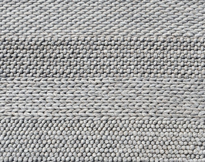 8' X 10' Beige and Gray Wool Blend Striped Hand Loomed Area Rug