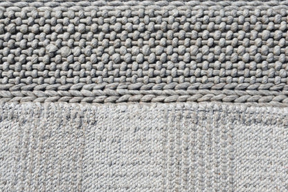 8' X 10' Beige and Gray Wool Blend Striped Hand Loomed Area Rug