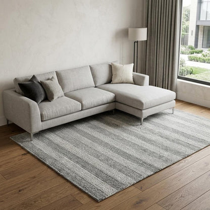 8' X 10' Beige and Gray Wool Blend Striped Hand Loomed Area Rug